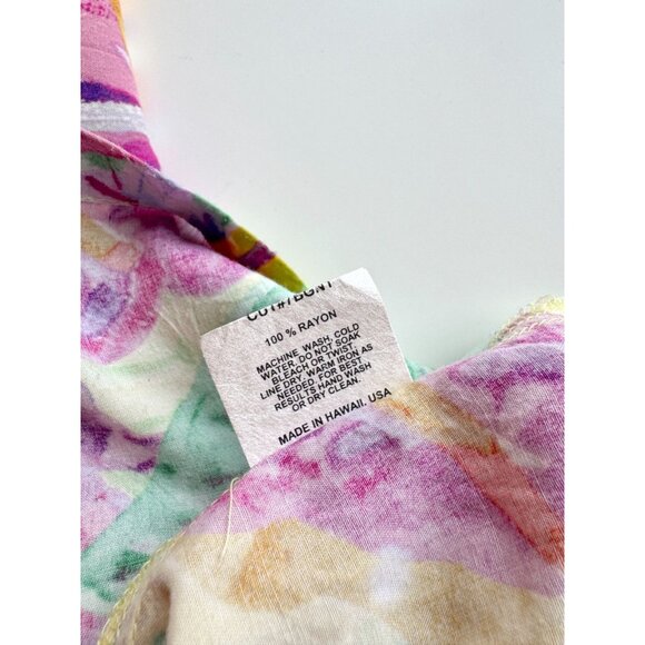 Vintage 90's JAMS WORLD Yellow Floating Garden Twill Camp Shirt Blouse, Size M - Picture 12 of 13